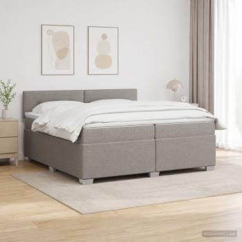 ARDEBO.de - Boxspringbett mit Matratze und LED Taupe 200 x 200 cm Stoff