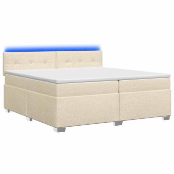 Boxspringbett mit Matratze und LED Creme 200 x 200 cm Stoff