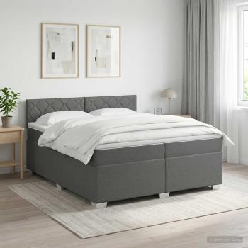 Boxspringbett mit Matratze und LED Dunkelgrau 200 x 200 cm