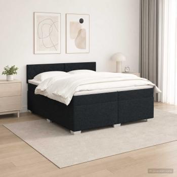 ARDEBO.de - Boxspringbett mit Matratze und LED Schwarz 200 x 200 cm Stoff