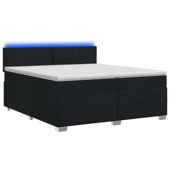 Boxspringbett mit Matratze und LED Schwarz 200 x 200 cm Stoff
