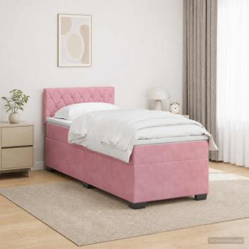 ARDEBO.de - Boxspringbett mit Matratze und LED Rosa 80 x 200 cm Samt