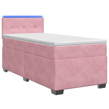 Boxspringbett mit Matratze und LED Rosa 80 x 200 cm Samt