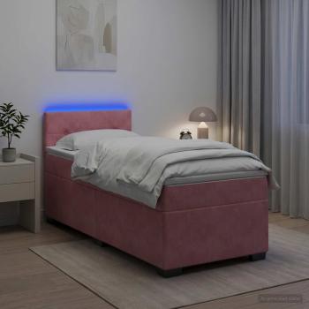 Boxspringbett mit Matratze und LED Rosa 80 x 200 cm Samt