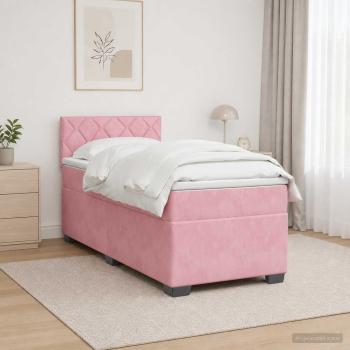 Boxspringbett mit Matratze und LED Rosa 80 x 200 cm Samt