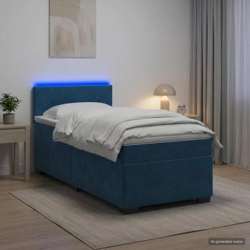 ARDEBO.de - Boxspringbett mit Matratze und LED Blau 90 x 200 cm Samt