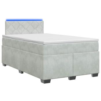 Boxspringbett mit Matratze und LED Hellgrau 120 x 190 cm Samt