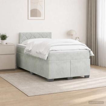 Boxspringbett mit Matratze und LED Hellgrau 120 x 190 cm Samt