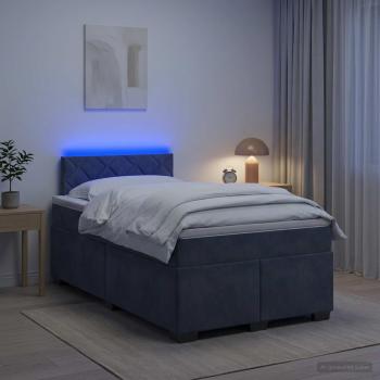 Boxspringbett mit Matratze und LED Dunkelgrau 120 x 190 cm Samt