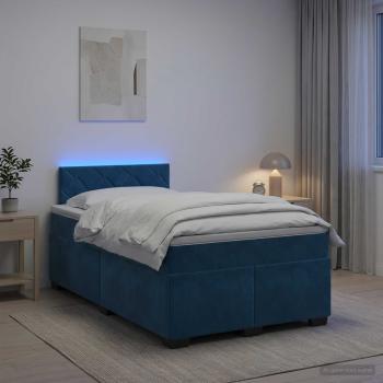 ARDEBO.de - Boxspringbett mit Matratze und LED Blau 120 x 190 cm Samt