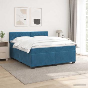 Boxspringbett mit Matratze und LED Blau 140 x 190 cm Samt