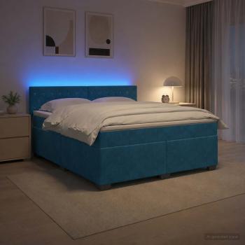 ARDEBO.de - Boxspringbett mit Matratze und LED Blau 140 x 200 cm Samt