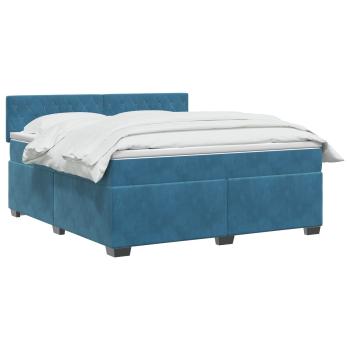 Boxspringbett mit Matratze und LED Blau 140 x 200 cm Samt