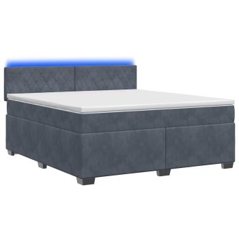 Boxspringbett mit Matratze und LED Dunkelgrau 160 x 200 cm Samt