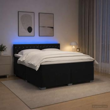 ARDEBO.de - Boxspringbett mit Matratze und LED Schwarz 160 x 200 cm Samt