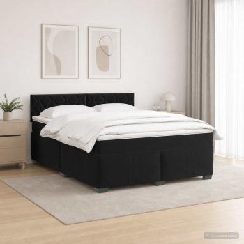 ARDEBO.de - Boxspringbett mit Matratze und LED Schwarz 160 x 200 cm Samt
