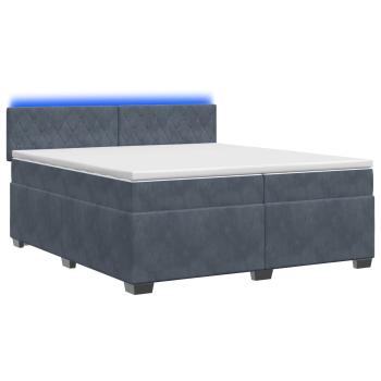 Boxspringbett mit Matratze und LED Dunkelgrau 200 x 200 cm Samt