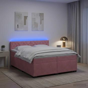 Boxspringbett mit Matratze und LED Rosa 200 x 200 cm Samt