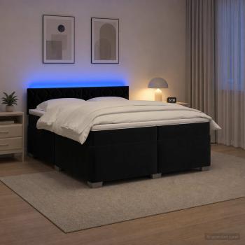 ARDEBO.de - Boxspringbett mit Matratze und LED Schwarz 200 x 200 cm Samt