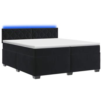 Boxspringbett mit Matratze und LED Schwarz 200 x 200 cm Samt