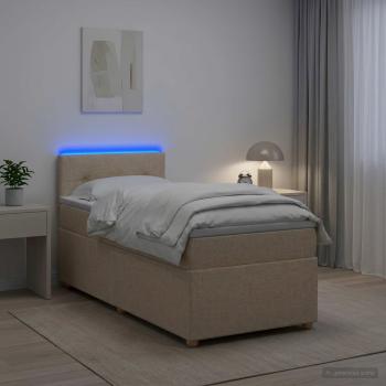 Boxspringbett mit Matratze mit Kopfteil Creme 80 x 200 cm Stoff