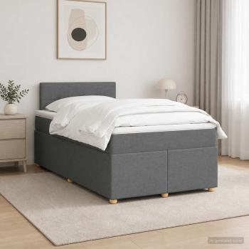 ARDEBO.de - Boxspringbett mit Matratze Dunkelgrau 120 x 190 cm Stoff