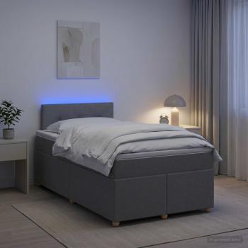 ARDEBO.de - Boxspringbett mit Matratze Hellgrau 120 x 200 cm Stoff