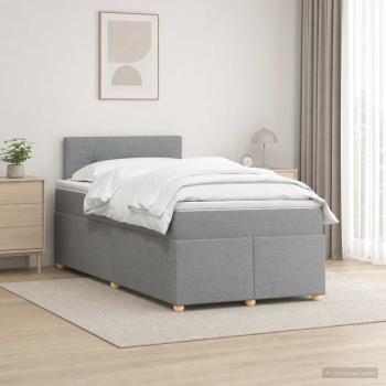 Boxspringbett mit Matratze Hellgrau 120 x 200 cm Stoff