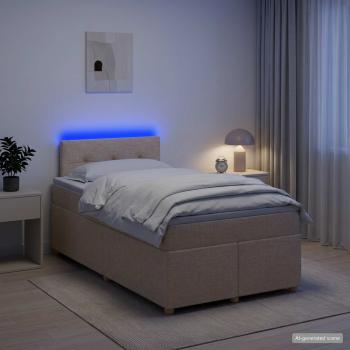 ARDEBO.de - Boxspringbett mit Matratze Creme 120 x 200 cm Stoff