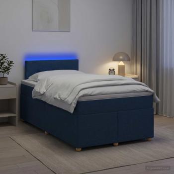 ARDEBO.de - Boxspringbett mit Matratze mit Kopfteil Blau 120 x 200 cm Stoff