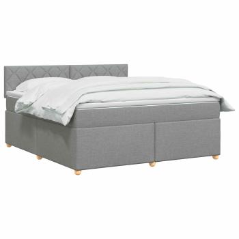 Boxspringbett mit Matratze Hellgrau 160 x 200 cm Stoff