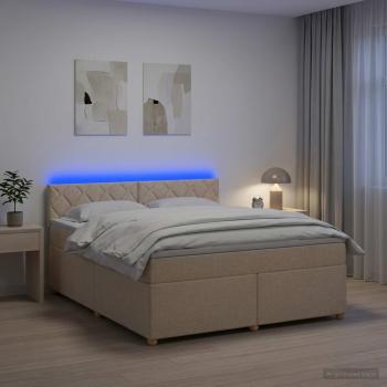 ARDEBO.de - Boxspringbett mit Matratze Creme 160 x 200 cm Stoff