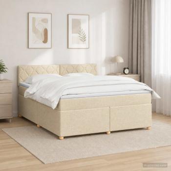 Boxspringbett mit Matratze Creme 160 x 200 cm Stoff