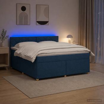 Boxspringbett mit Matratze mit Kopfteil Blau 160 x 200 cm Stoff