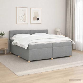 Boxspringbett mit Matratze Hellgrau 200 x 200 cm Stoff
