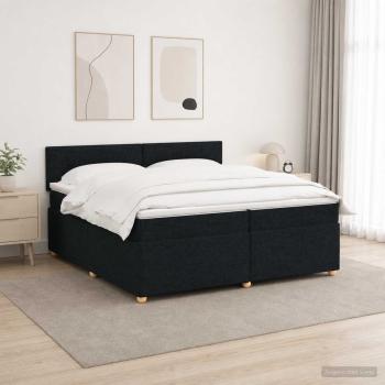 ARDEBO.de - Boxspringbett mit Matratze Schwarz 200 x 200 cm Stoff