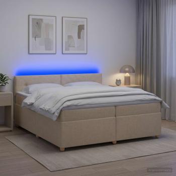 ARDEBO.de - Boxspringbett mit Matratze Creme 200 x 200 cm Stoff