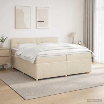 Boxspringbett mit Matratze Creme 200 x 200 cm Stoff