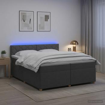 ARDEBO.de - Boxspringbett mit Matratze Dunkelgrau 200 x 200 cm Stoff