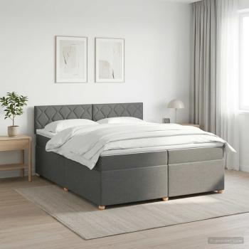 Boxspringbett mit Matratze Dunkelgrau 200 x 200 cm Stoff