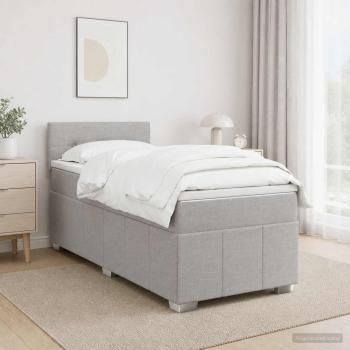 ARDEBO.de - Boxspringbett mit Matratze Hellgrau 80 x 200 cm Stoff