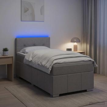 Boxspringbett mit Matratze Hellgrau 80 x 200 cm Stoff