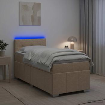 Boxspringbett mit Matratze mit Kopfteil Creme 90 x 200 cm Stoff