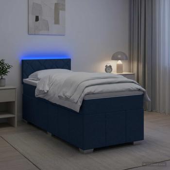 Boxspringbett mit Matratze mit Kopfteil Blau 90 x 200 cm Stoff