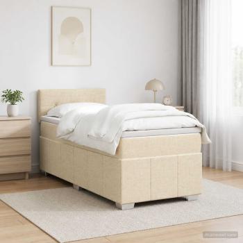 ARDEBO.de - Boxspringbett mit Matratze Creme 100 x 200 cm Stoff