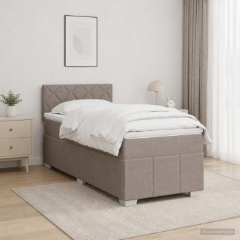 Boxspringbett mit Matratze Taupe 100 x 200 cm Stoff
