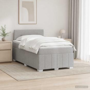 ARDEBO.de - Boxspringbett mit Matratze Hellgrau 120 x 190 cm Stoff