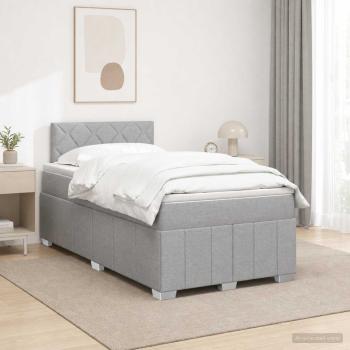 ARDEBO.de - Boxspringbett mit Matratze Hellgrau 120 x 190 cm Stoff