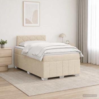 Boxspringbett mit Matratze Creme 120 x 190 cm Stoff