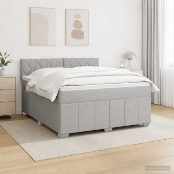 Boxspringbett mit Matratze Hellgrau 140 x 200 cm Stoff
